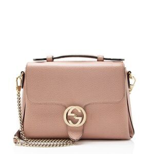 Gucci Leather Interlocking G Small Top Handle